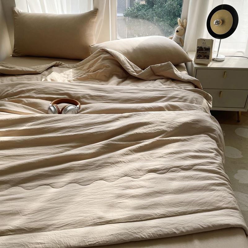 Men's Premium Gray Air-Conditioning Quilt Washable Cotton Summer Cool Quilt Machine Washable Single Double Thin Blanket for Summer