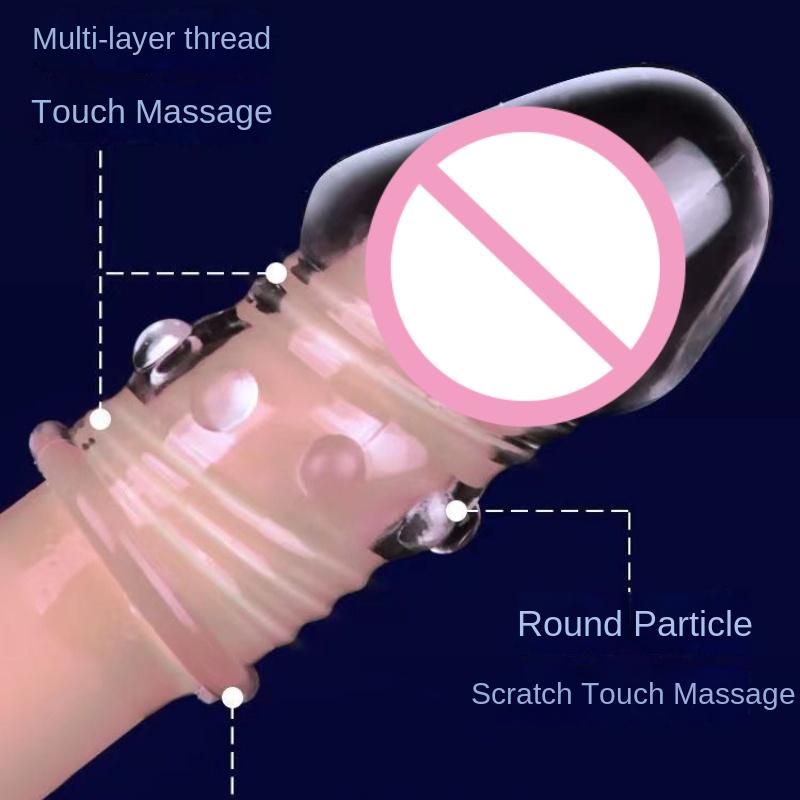Penis Enlargement Sleeve Cock Ring Reusable Penis Ring Foreskin Bondage Delay Ejaculation Sex Toys for Men Erection Sex Shop