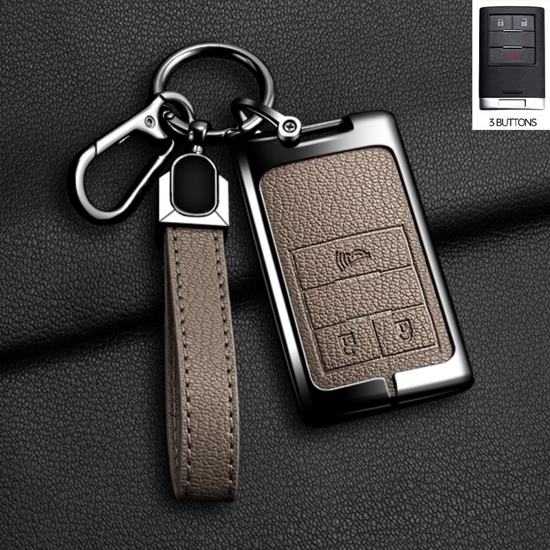 Zinklegierung Leder Autoschlüsselhülle Schlüsselanhänger Abdeckung für Chevrolet C7 Corvette Cadillac DTS SLS SRX XLS STS Escalade CTS ATS 28T CTSV XTS