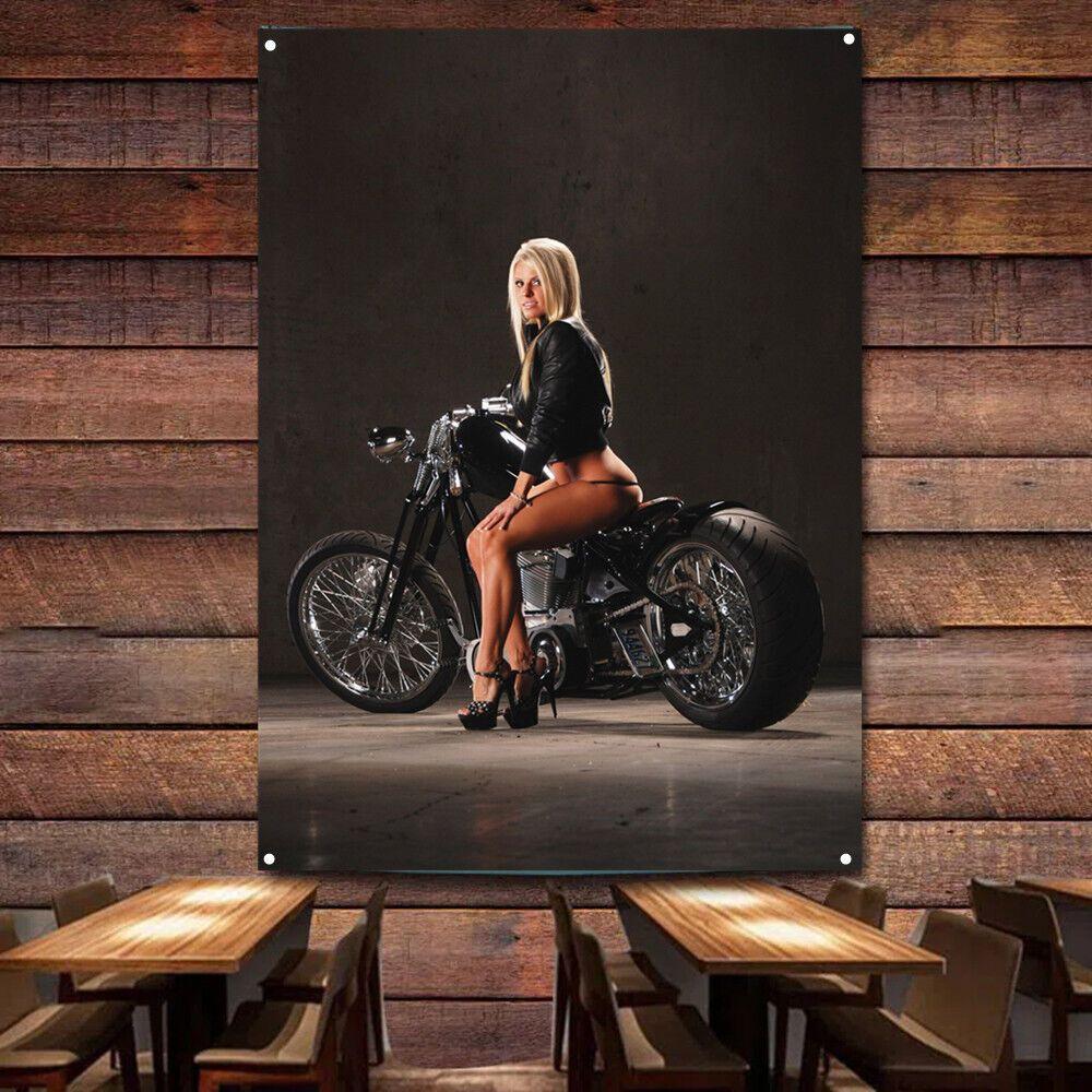 Tapestry of a blonde biker babe 75x100