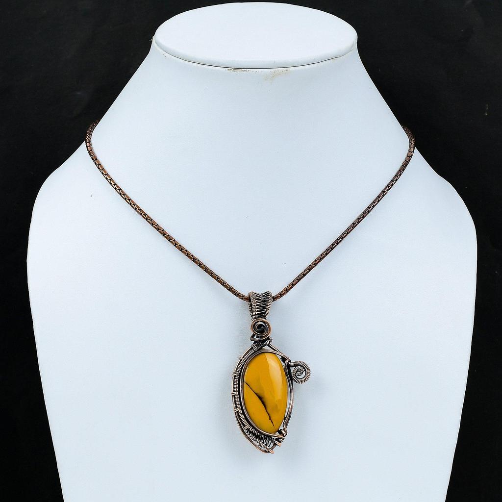 Beautiful Mookaite Gemstone Copper Wire Wrap Handmade Pendant Jewelry Gift