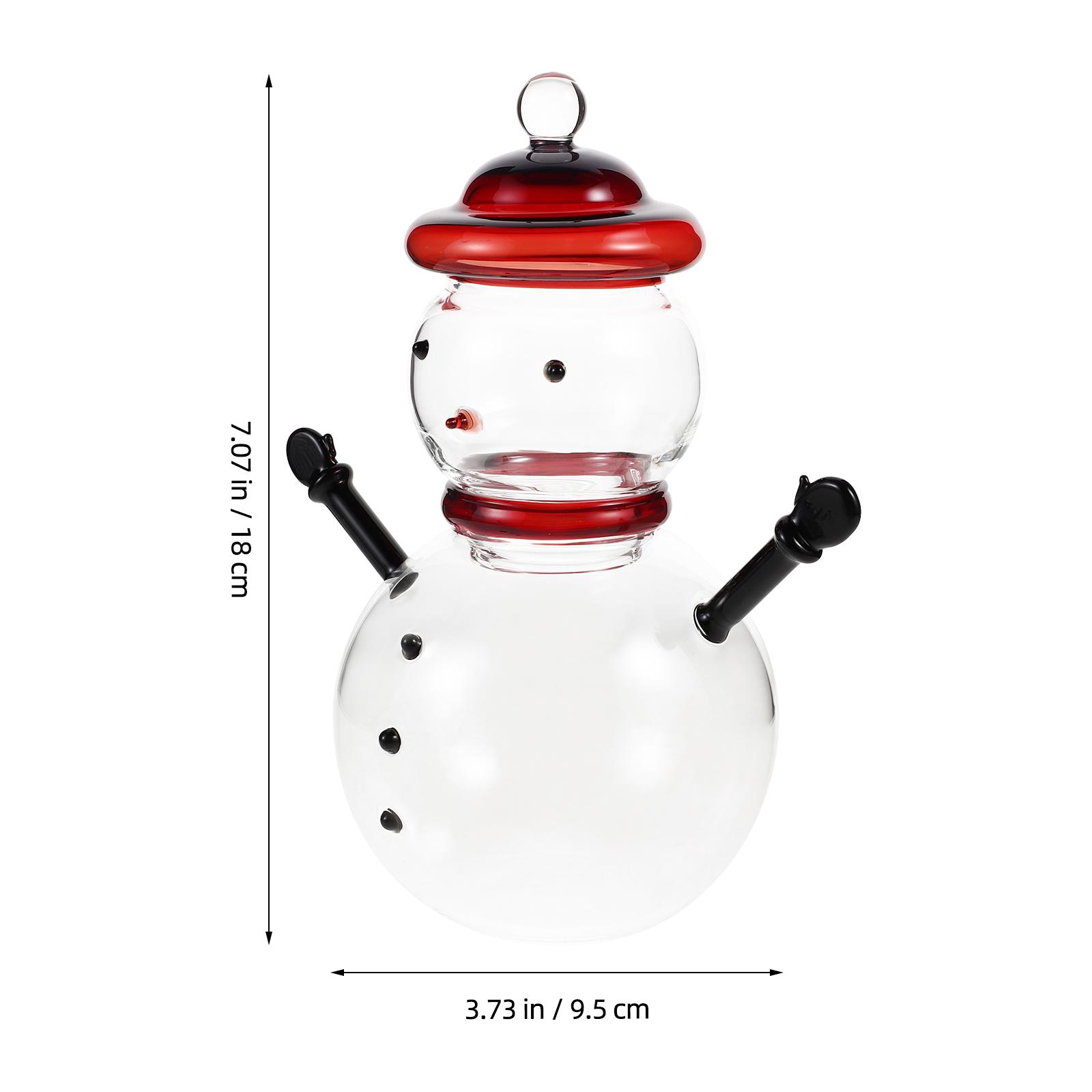 Glass Snowman Candy Jar Lid Decorative Container Christmas Sweets Storage Cute Kitchen Decor Decorative Candy Jars with Lids