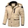 Men's Plus Size Hooded Winter Cotton Jacket with Fur Collar