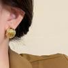 Gold texture earrings women's light luxury temperament high-end stud earrings niche design cold wind suitable for round face earrings