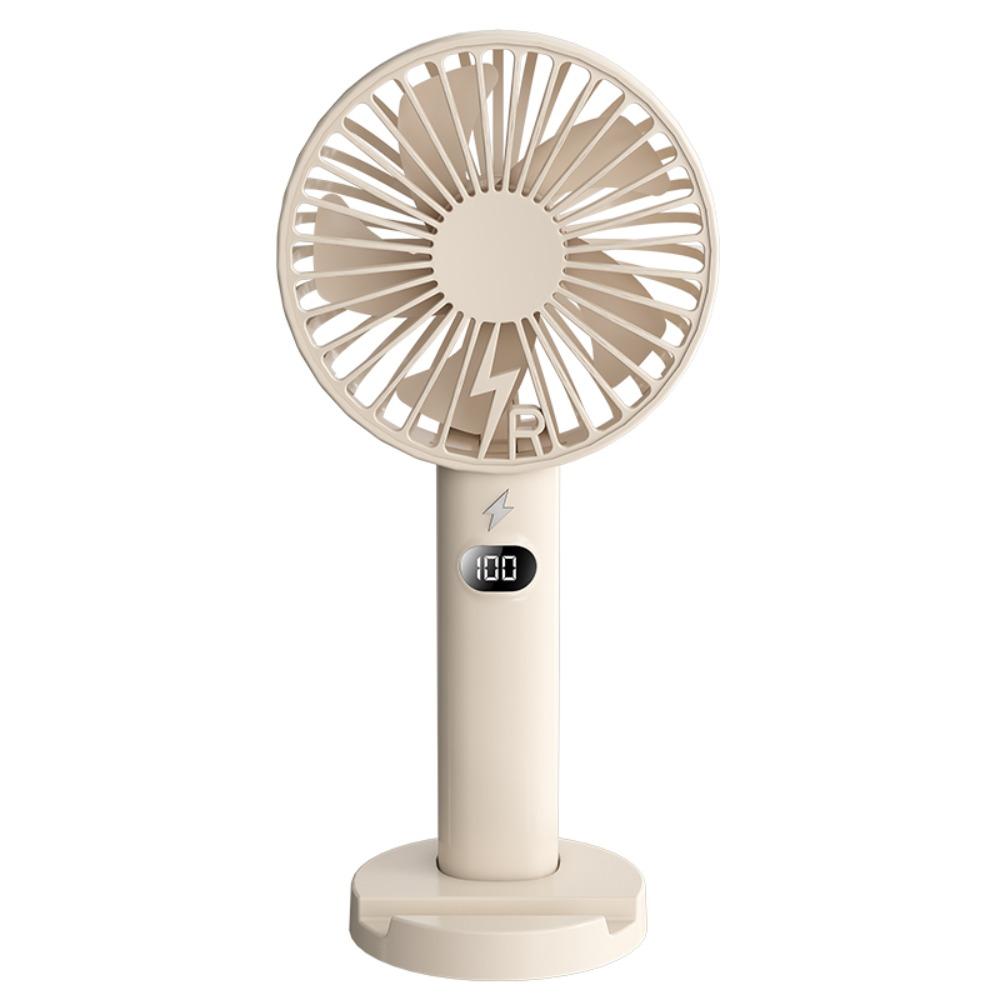 LCD Display Mini Fan With Phone Holder 5-Speed Wind Desk Fan Portable Charging Fan