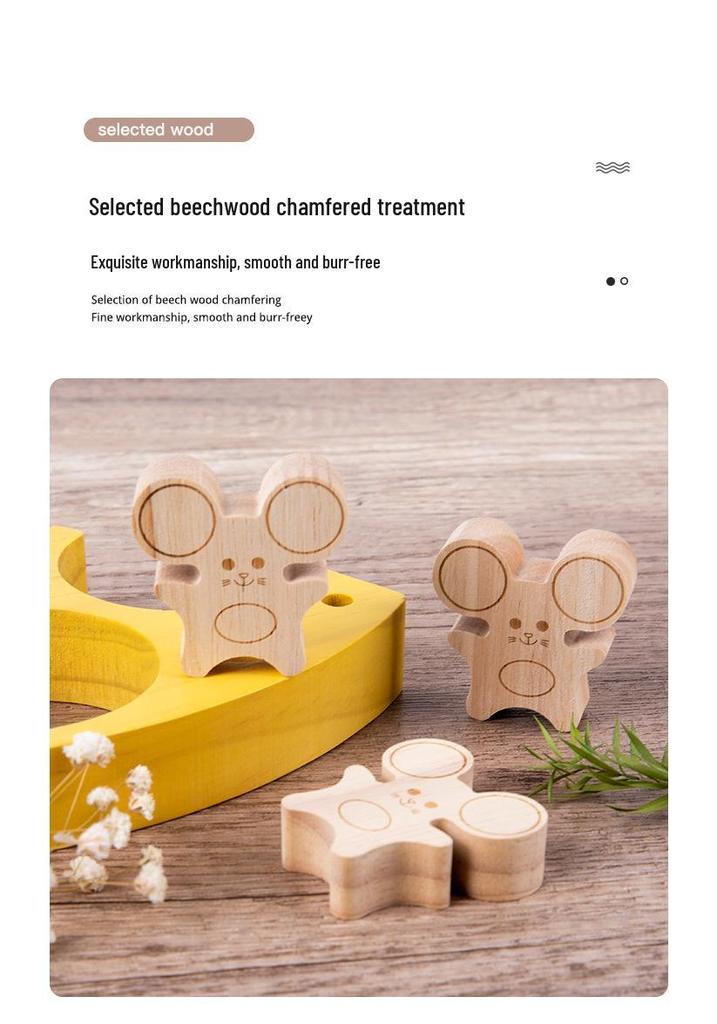 Wooden Mouse and Cheese Stacking Blocks Educational Toy for Kids
