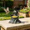 Comedouro de Pássaros Fada da Folha Estatueta de Deusa em Resina Suporte para Sementes de Pássaros Comedouro de Pássaros para Exterior para Jardim Quintal Varanda Decoração de Alpendre