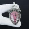 Natural Rhodochrosite Gemstone Silver Pendant In 925 Sterling Silver- Handmade Flower Design, Everyday Wear Jewelry, Unique Pendant Party Wear Gift