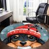 1pc Winter Pup Office Round Area Rug, Indoor Mat Suitable ForOffice, Under Office Chairs Bedroom Living Room Home Decor T196