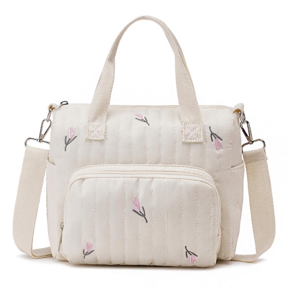 Embroidery Baby Diaper Organizer Korean Style Quilted Embroidered Shoulder Bag Mummy Bag  Outdoor