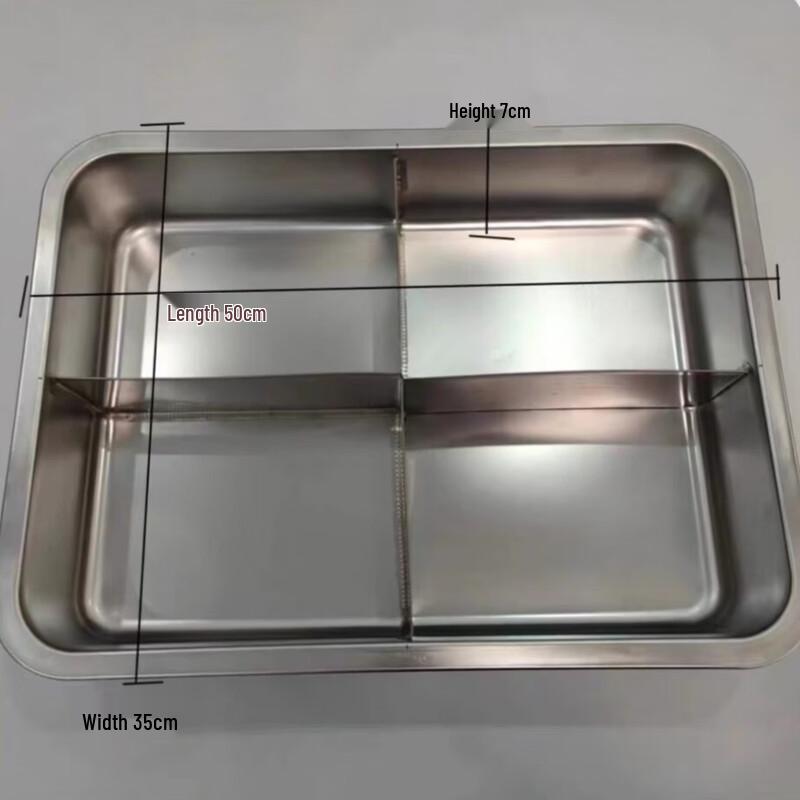 Zhebu Stainless Steel Rectangular Divided Food Pan