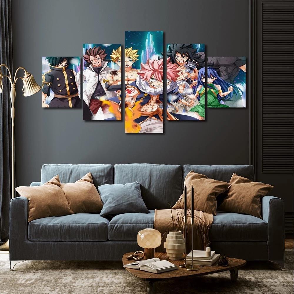 Wall Art Poster HD Printing 5 Pieces Anime Characters Canvas Paintings Modern Living Room Decoration Home Modular Frame Pictures