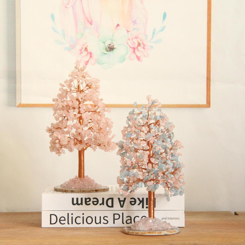 Handmade Natural Crystal Fortune Tree with Agate Base - Christmas Ornament