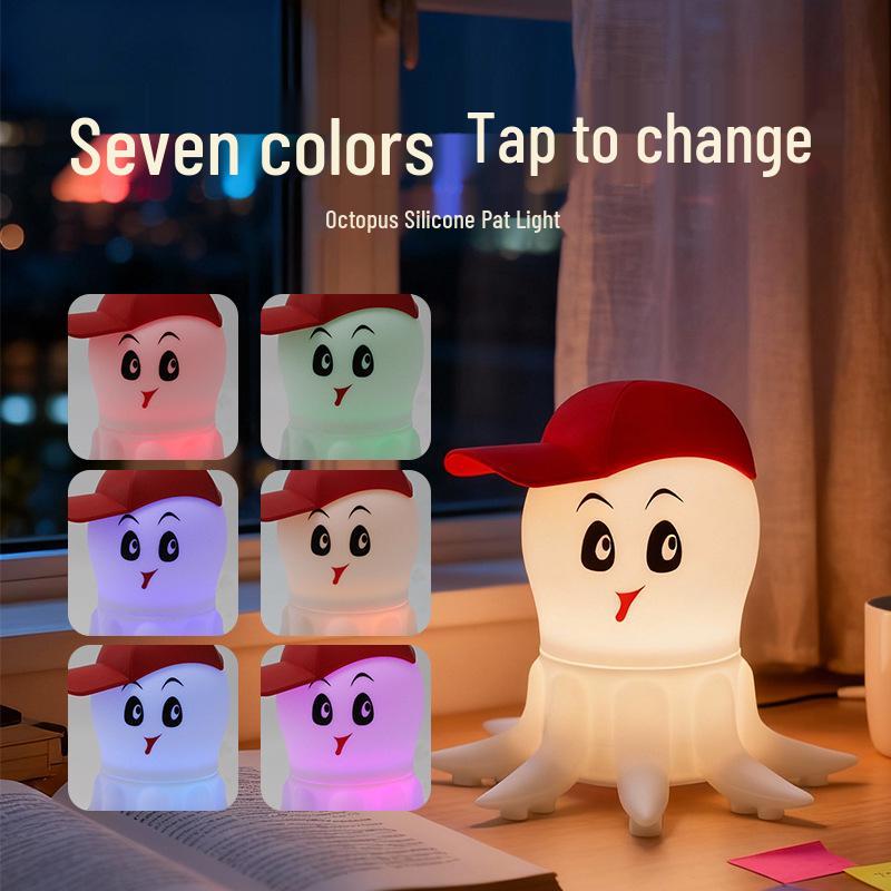 Octopus Night Light: High-End Bedside Tap Light for Boys – Stress Relief Small Ornament Gift