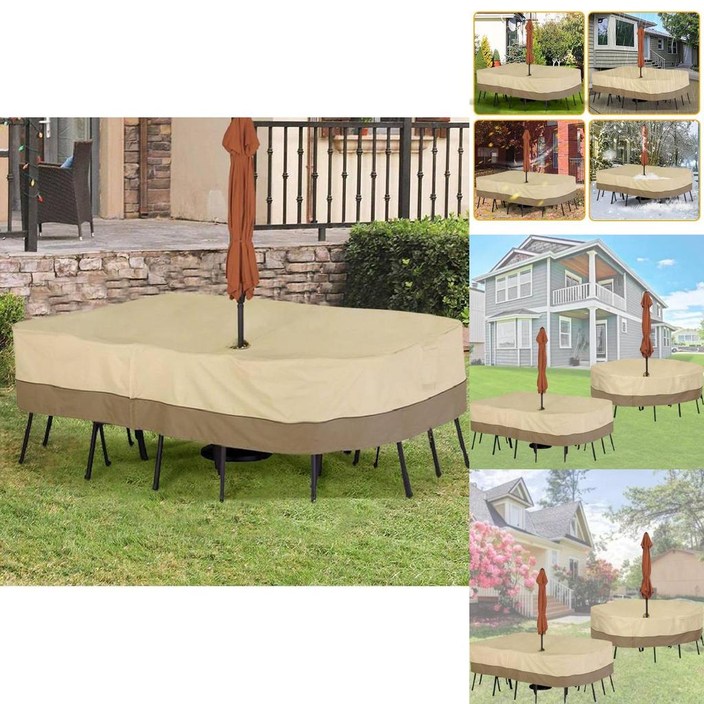 Durable 190t Silver-coated Oxford Fabric Garden Furniture Dust Cover Beige And Coffee Color