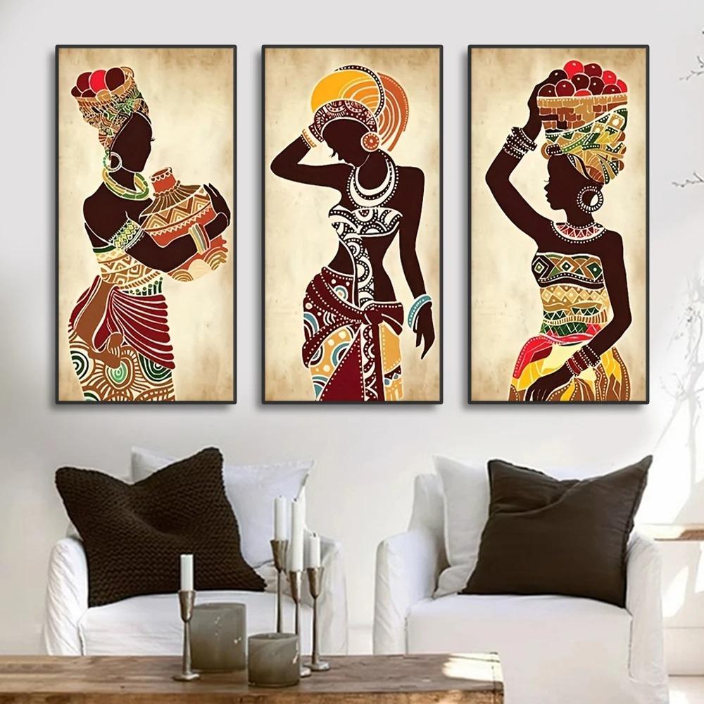 Afrikanische Schwarze Frau Leinwandmalerei Vintage Wandkunst Figuren Drucke Für Wohnzimmer Zuhause Raum Wand Dekorative Bilder