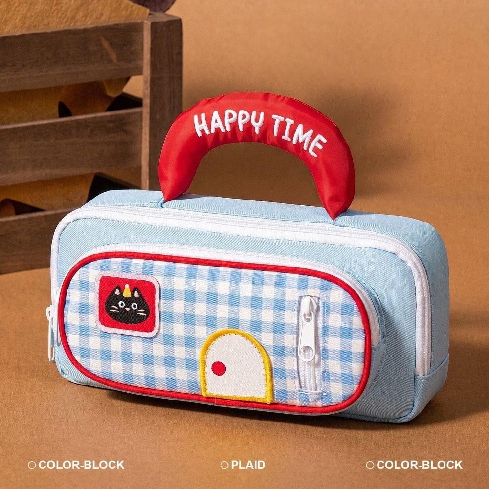 Cartoon Animal Pencil Case Plaid Stationery Bag New Pen Case School