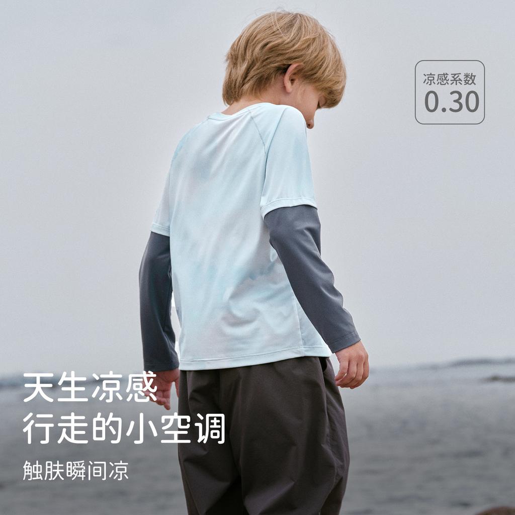 David Bella Boys' T-shirt Spring Edition New Children's Sunscreen Cool Top Medium Large Children's Vacation Two Piece Sports Long Sleeve