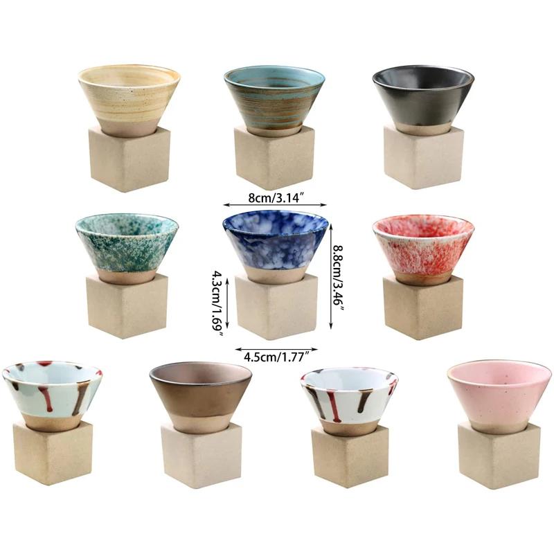 Exquisite 100ML Ceramic Coffee Mug - Japanese-Inspired Handcrafted Conical Tea Cup with Latte Pouring Flower Design