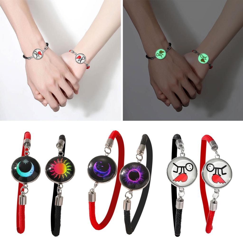 1 Para Unikalny Wzór Świecąca Bransoletka Miękkie Skórzane Opaski na Nadgarstek Opaski na Imprezę Bransoletki z Zawieszkami Prezent dla Pary