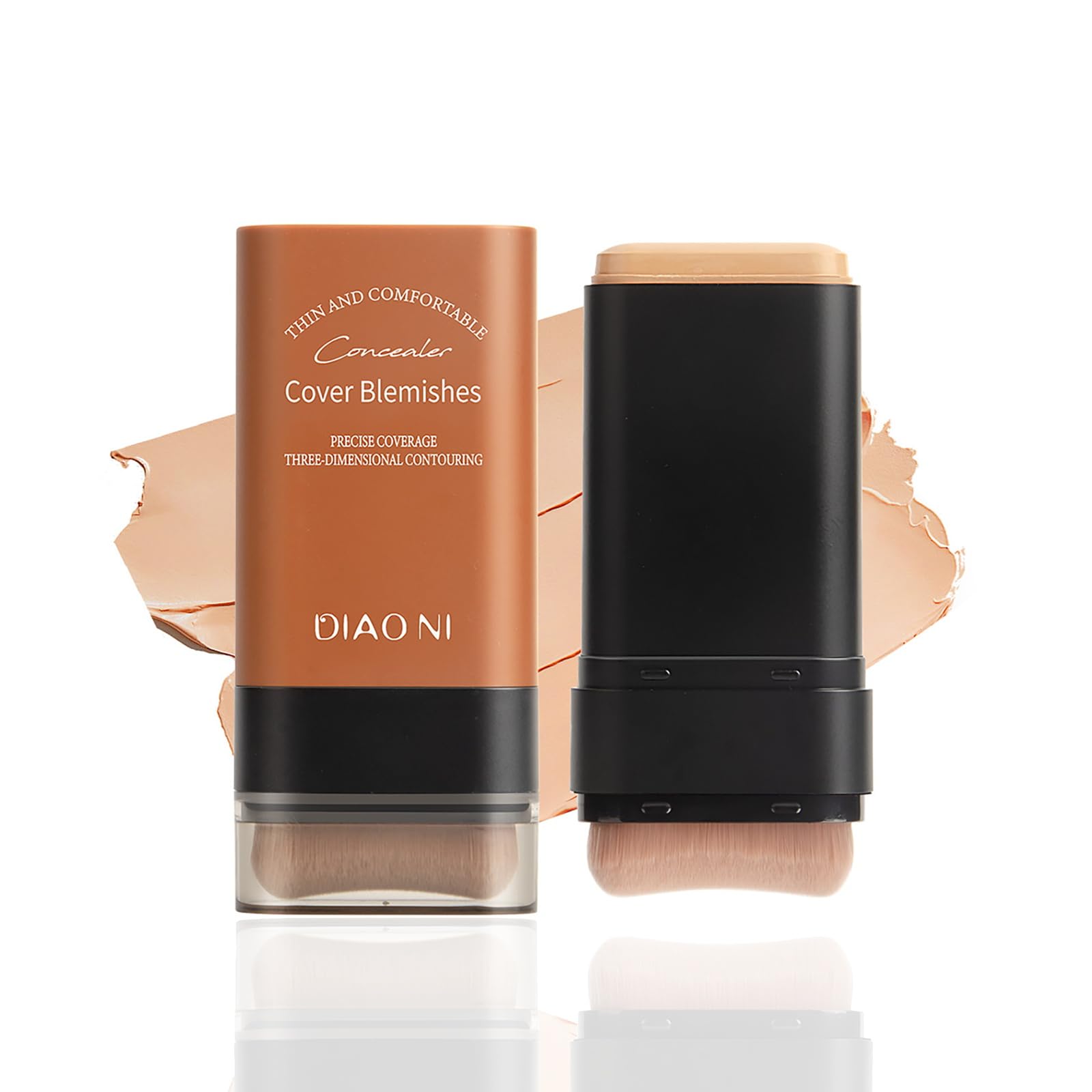 

aopoka Foundation Stick Concealer - High Coverage, Brush Included, Time-Saving Makeup, Long-Lasting, Waterproof, 3D Dimensional Makeup, Base Makeup