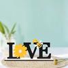 Farmhouses Wooden Love Letter Sign with Sunflowers and Bees Accent for Home or Office Spring Summer Tabletop Decors