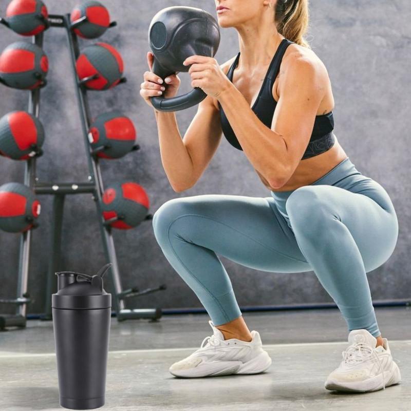 Double Layer Stainless Steel Shaker Bottle With Mixer Ball For Fitness Enthusiasts