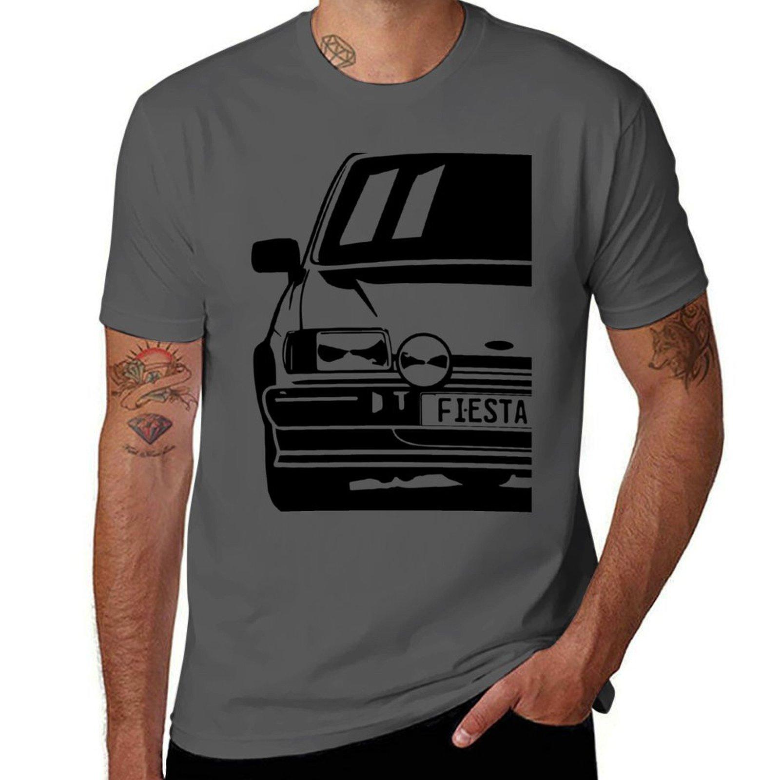 Иллюстрация Классического Автомобиля Ford Fiesta II Mk2 1984 года 1.6 XR2 FBD 95 л.с. Ретро Футболка мужская футболка футболки с принтами Футболка 4XL