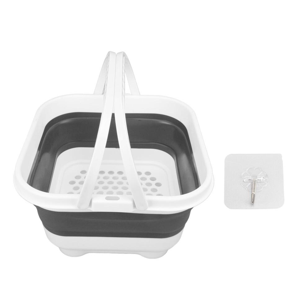 Foldable Bath Toy Organizer 30x28x18cm White+Black with Quick Drain