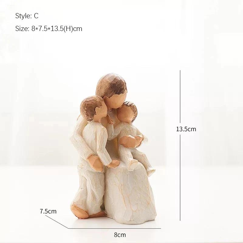 Rodinná pryskyřičná figurka v severském stylu – Láska a štěstí Domácí dekorace Ornament