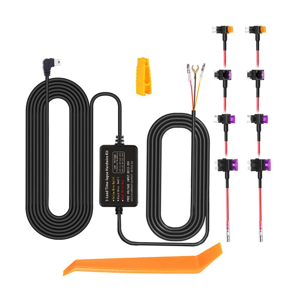 Car Dash Cam Mirror DVR Hardwire Kit Micro Mini MCIRO  Type-C Charger Driving Recorder Voltage-reducing Cable