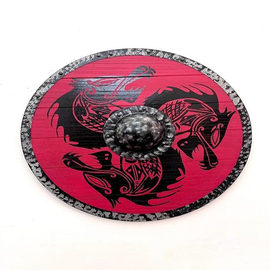 60.96 cm Medieval Wooden Viking Dragon Shield Wall Decor, Wood Art, Handmade Home Decor, Fathers Day Gift For Him