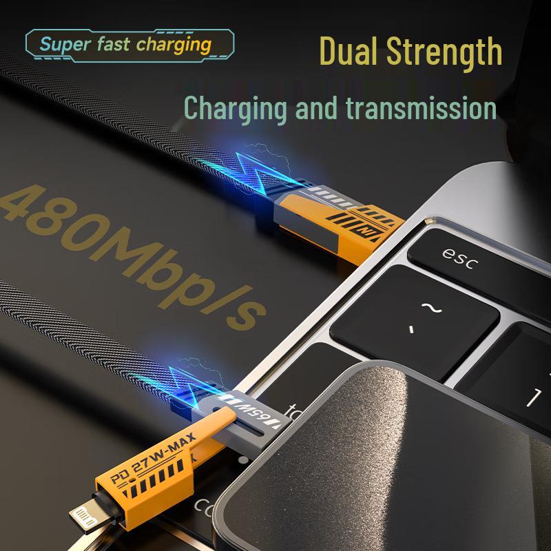 65W 4-in-1 Schnellladekabel für Apple, Huawei, Typ-C, Android-Handys