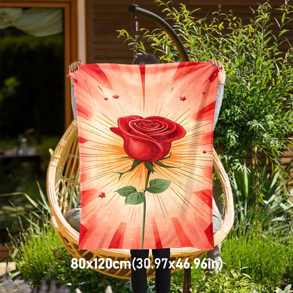 

1pc rose star Outdoor Flannel Blanket Soft Warm All-Season Throw for Sofa Bed Car Camping Office, Cozy Gift Idea1260S 80x120cm(31x47inch)