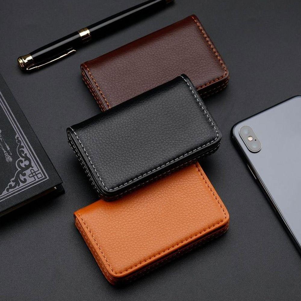 

PU Leather Card Case Business Name Card Pocket New Card Holder Gift чорний