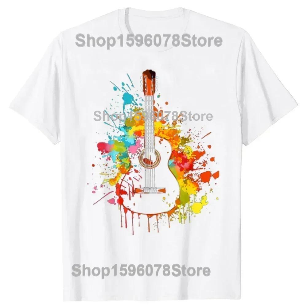 Rock Cat Playing Guitar Guitarist Music Lover Rock T-Shirts Men Awesome Tee Shirt DJ Party Bass Clothing Unisex T Shirts