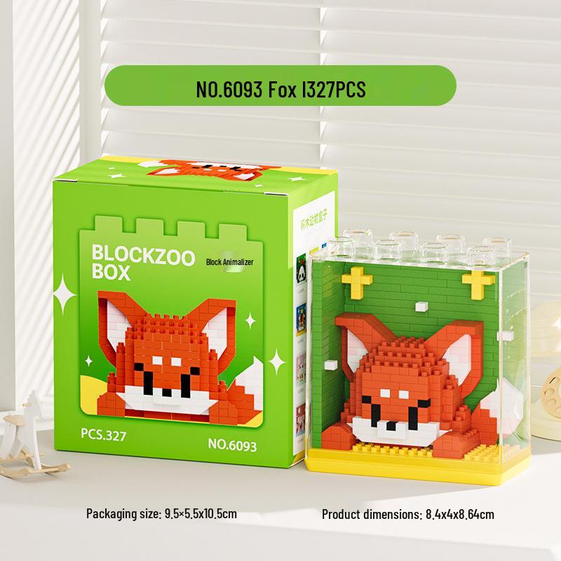 Cute Zoo Series: Acrylic Display Box Building Blocks Gift for Kids