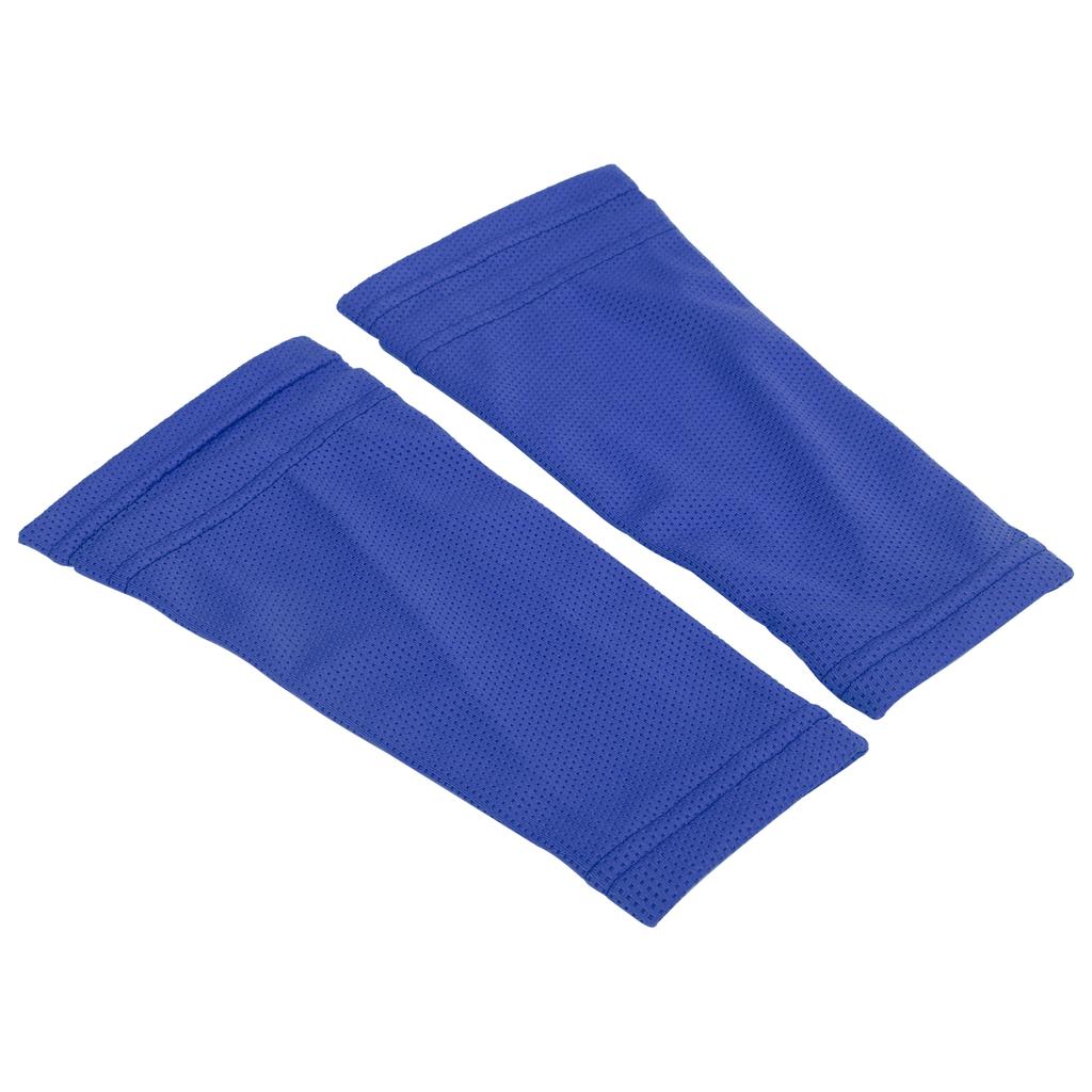 1 Pair Soccer Shin Guard Socks Double Layer Shin Pad Sleeves for Football Training Blue