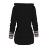 Geometric Stripe Panel Hooded Top Long Sleeve Button Top Pullover Tops For Women
