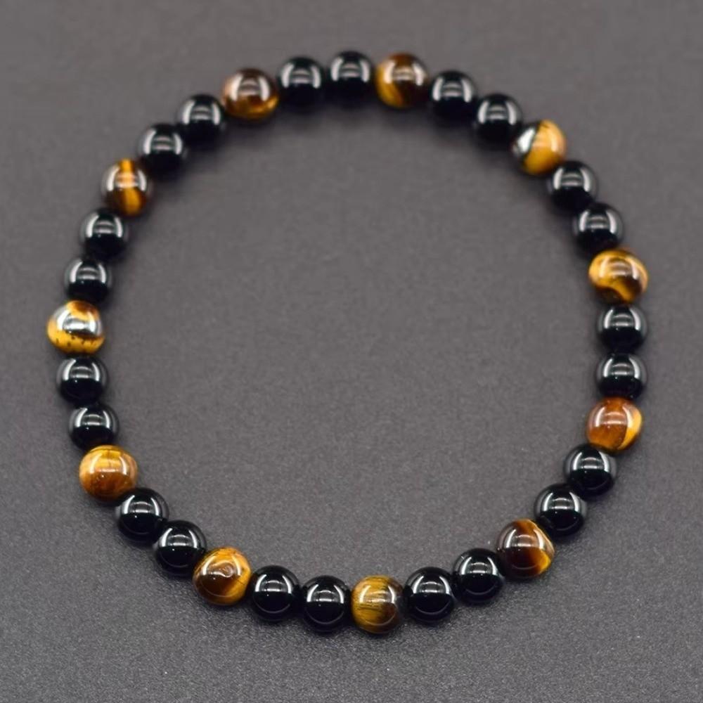 Geometric Green Malachite Stone Bracelet 6mm Black Tourmaline Beads Bracelet Meditation Jewelry