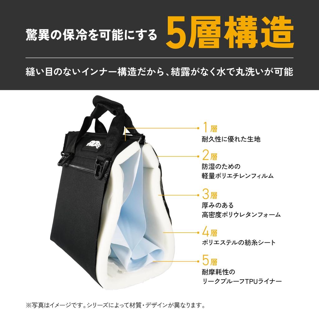 AO Coolers Flap Lid Lunch 8L Shoulder Compact Cooler Bag for and School Japanese Cooler, Black, Capacity, Strap, Lightweight, Insulated, Box/Insulated