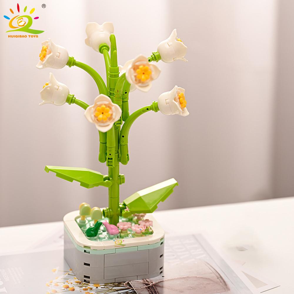 Non-Toxic Moc Insect Flower Building Blocks Flowerpot Bonsai Romantic Gift For Children Bricks Diy Potted Plants Model Kids Ornament