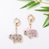 Zodiac Goat Rhinestone Keychain Shiny Bling Rhinestone 1Pcs Alloy Key Ring for Graduation Gift Backpack Pendant