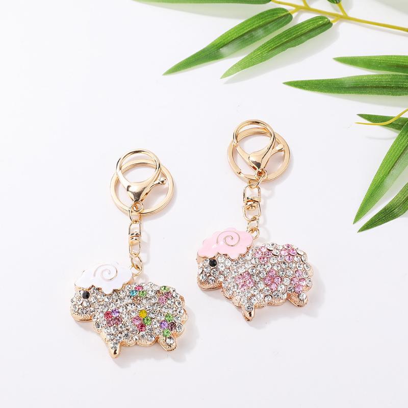 Zodiac Goat Rhinestone Keychain Shiny Bling Rhinestone 1Pcs Alloy Key Ring for Graduation Gift Backpack Pendant