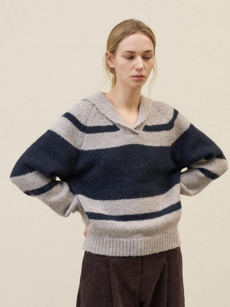 Nobeu Chunky Raglan Knit_Oat X Navy
