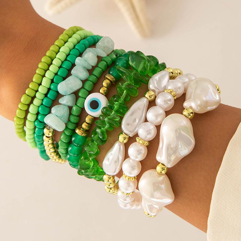 Jewelry Bohemian ethnic style beaded bracelet, design stacked elastic crystal bracelet wholesale