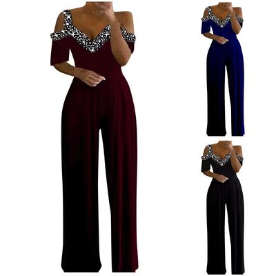 Women's Casual Wide Leg Jumpsuit Waist Closing Jumpsuit Printed Jumpsuit