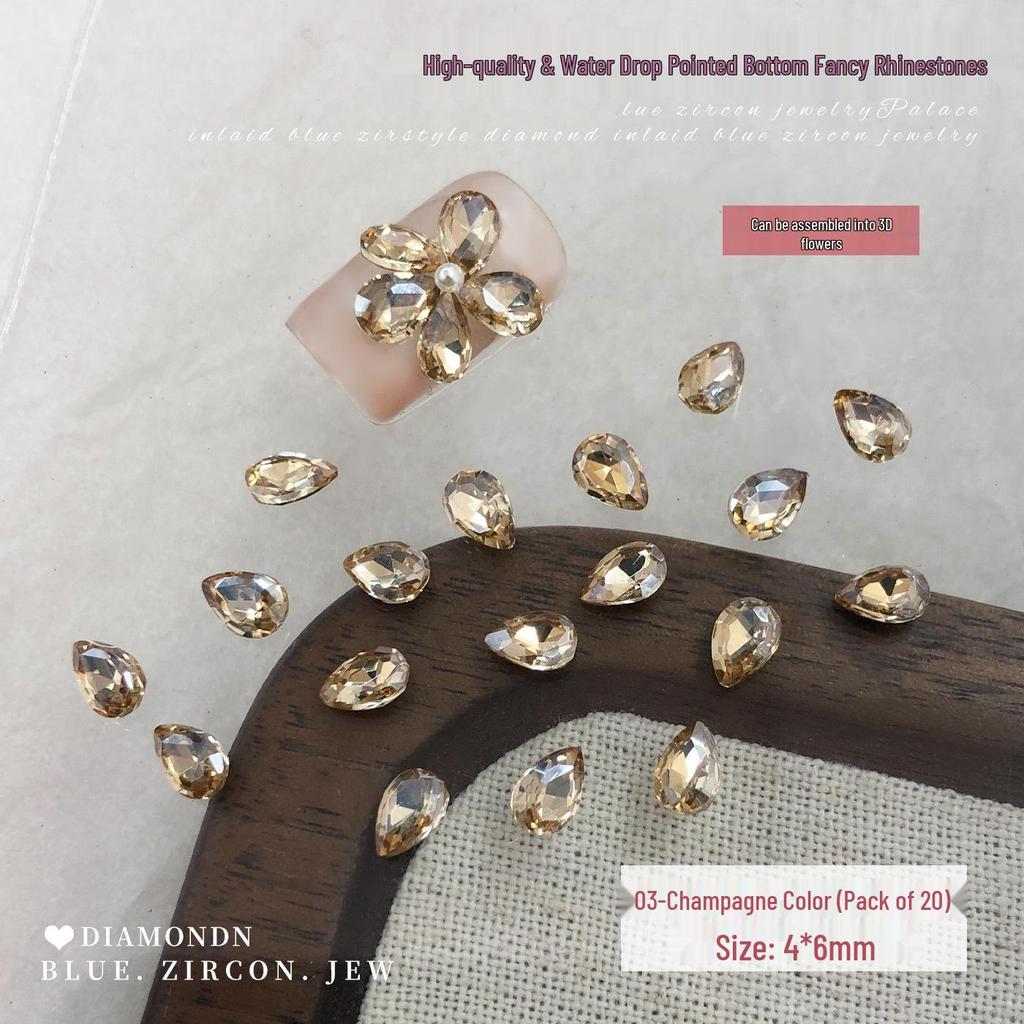 Peony Rhinestone Nail Art: Sparkling Crystal Five-Petal Flower Press-On Decorations