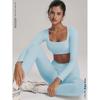 5-Color Solid Long Sleeve Yoga Set Women With High-Waisted Tapered Leggings Quick-Dry Stretch Fitness Outfit
