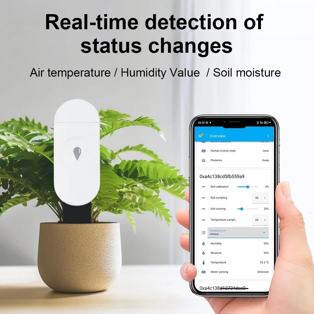 Smart Zigbee Soil Moisture Sensor Detector Temperature Humidity Moisture Real Time Monitor Works with Home Assistant  Z2M